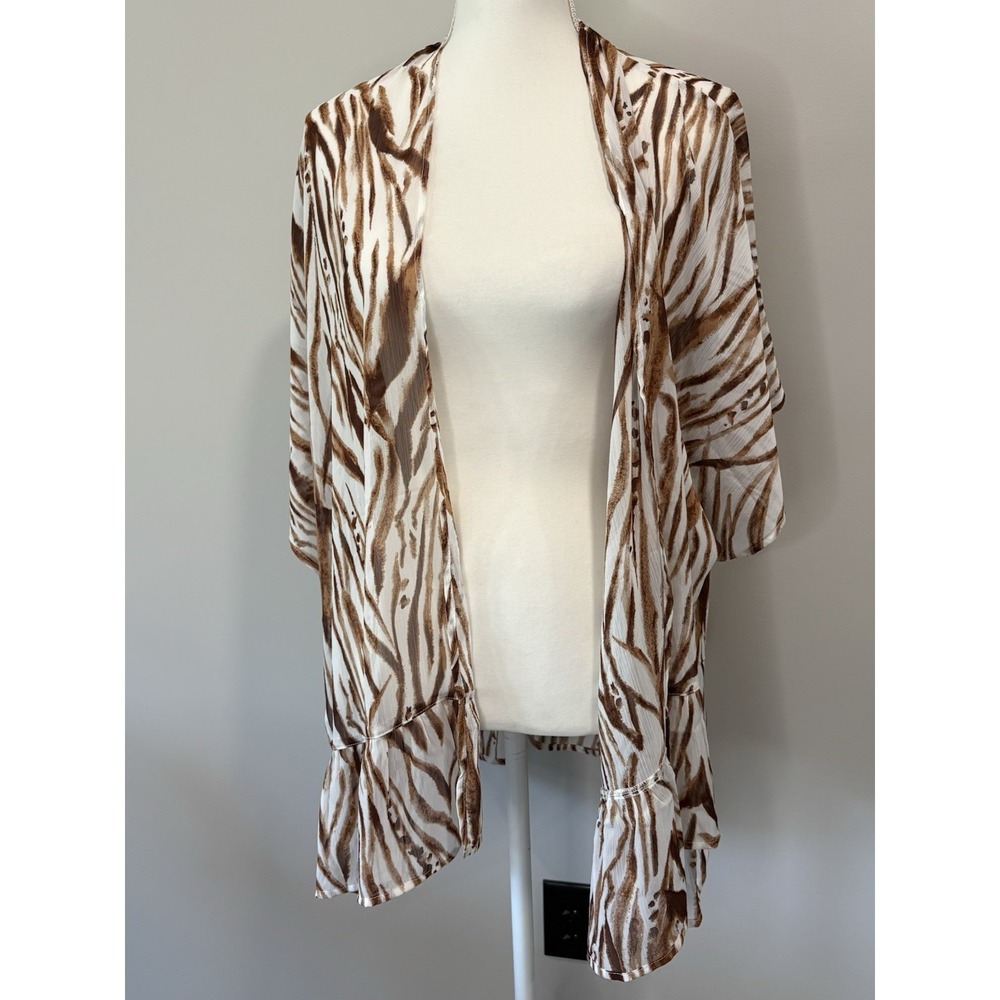 Maurices Open Front Kimono Swim Coverup Size OX Animal Print Mob Wife Boho pool